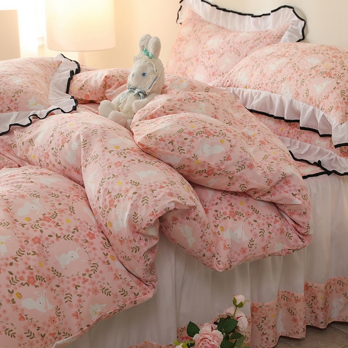 91家纺网 家纺一手货源 找家纺 金盛皇朝 2025新款加厚亲肤床裙夹棉单件三件套四件套韵语花香