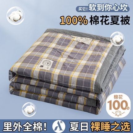 鑫棉坊 2025新款全棉色织水洗棉A类棉花夏被可机洗空调被四件套床单枕套 暖格时光