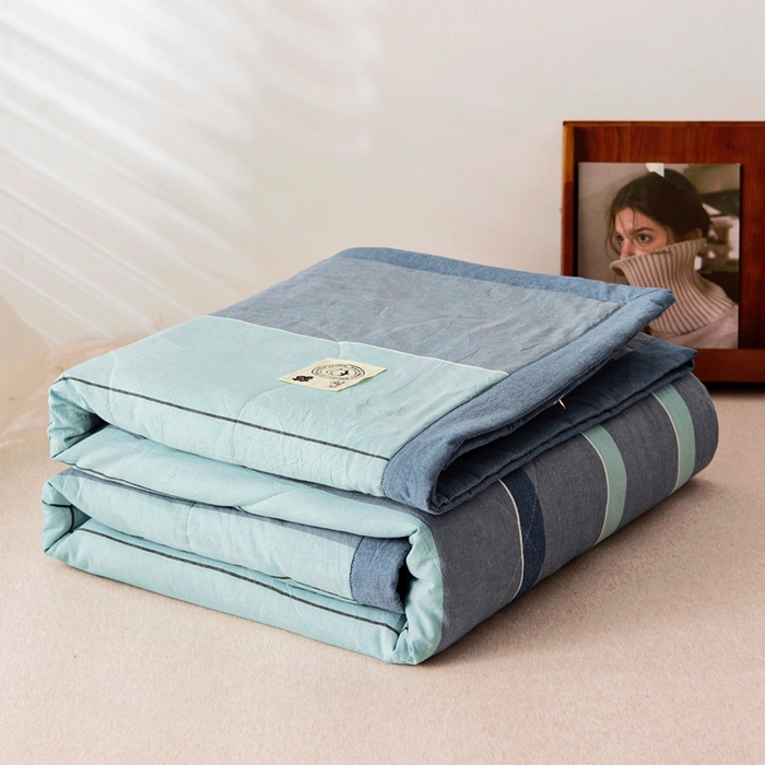 91家纺网 家纺一手货源 找家纺 鑫棉坊 2025新款全棉色织水洗棉A类棉花夏被可机洗空调被四件套床单枕套 曼达拉