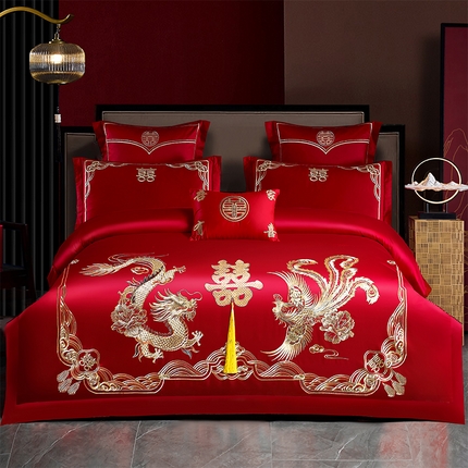 91家纺网 家纺一手货源 找家纺 （总）富之雅婚庆 2025新款全棉新中式刺绣婚庆四件套多件套【控价销售最低不低于288元】