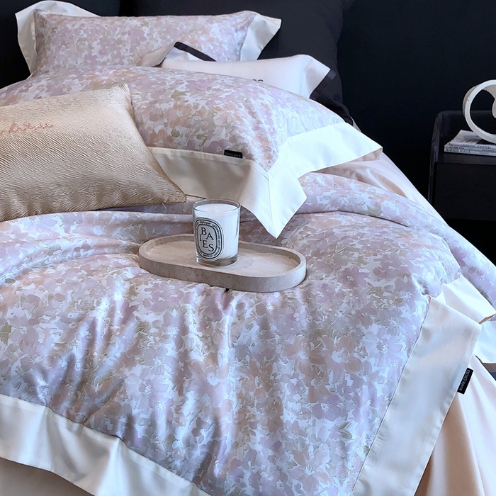 91家纺网 家纺一手货源 找家纺 佳汐蓝2025新款典雅诗意花卉全棉印花四件套券后不低于438/458元 馥雅铃兰-胭脂粉