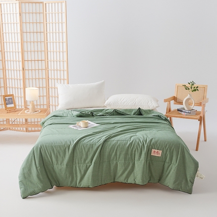 91家纺网 家纺一手货源 找家纺 熙宴家纺 2025新款纯色水洗棉新疆棉花夏被 青绿