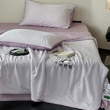 91家纺网 家纺一手货源 找家纺 （总）一加一 2025新款A类天竹刺绣蚕蛹蛋白纤维夏被四件套