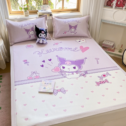 博雅 2025新款三丽欧A类大版数码印花1200D冰丝凉席凉席席子 气球库洛米