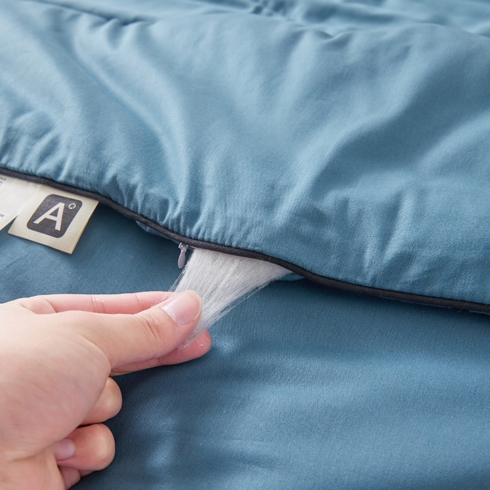 91家纺网 家纺一手货源 找家纺 熙宴家纺 2025新款纯色水洗棉新疆棉花夏被 冰蓝