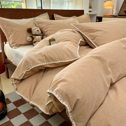 91家纺网 家纺一手货源 找家纺 （总）慕尚家纺 2025新款全棉纯棉三角针色织四件套