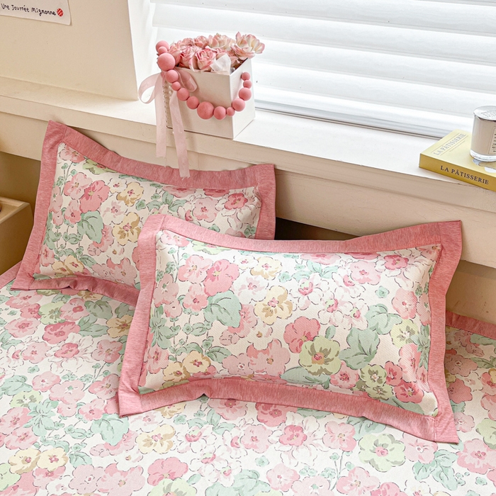 91家纺网 家纺一手货源 找家纺 迪乐妮 2025新款印花真冰藤冰凉席 繁花