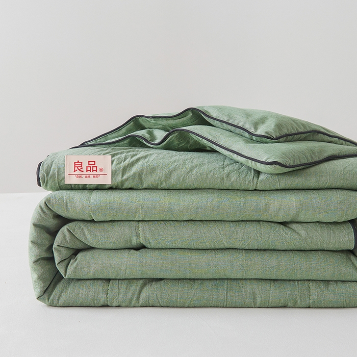 91家纺网 家纺一手货源 找家纺 熙宴家纺 2025新款纯色水洗棉新疆棉花夏被 青绿