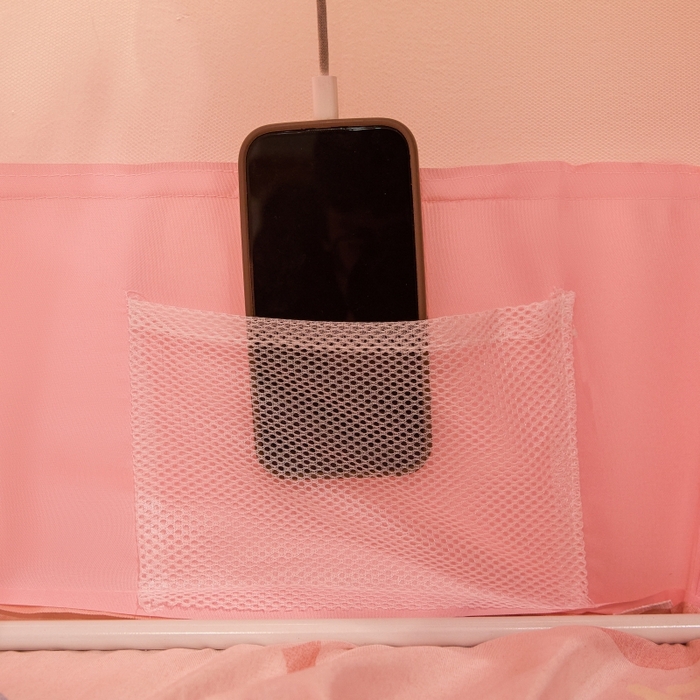 91家纺网 家纺一手货源 找家纺 冉美家纺  2025新款U型遮光方顶坐床蚊帐 粉色小熊