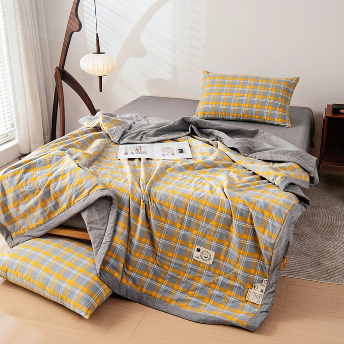 91家纺网 家纺一手货源 找家纺 鑫棉坊 2025新款全棉色织水洗棉A类棉花夏被可机洗空调被四件套床单枕套 博雅