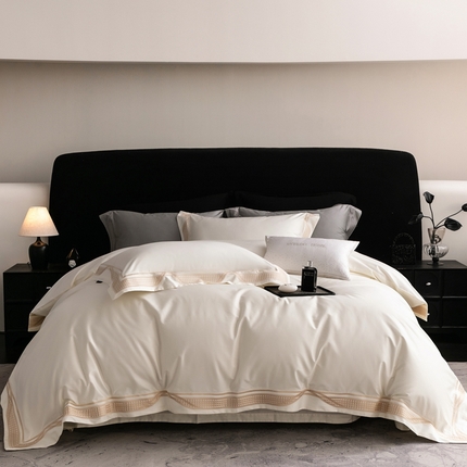 91家纺网 家纺一手货源 找家纺 馨蕊家居 2025春夏新品100s高奢典藏简约全棉系列 棉凯伦-月光白