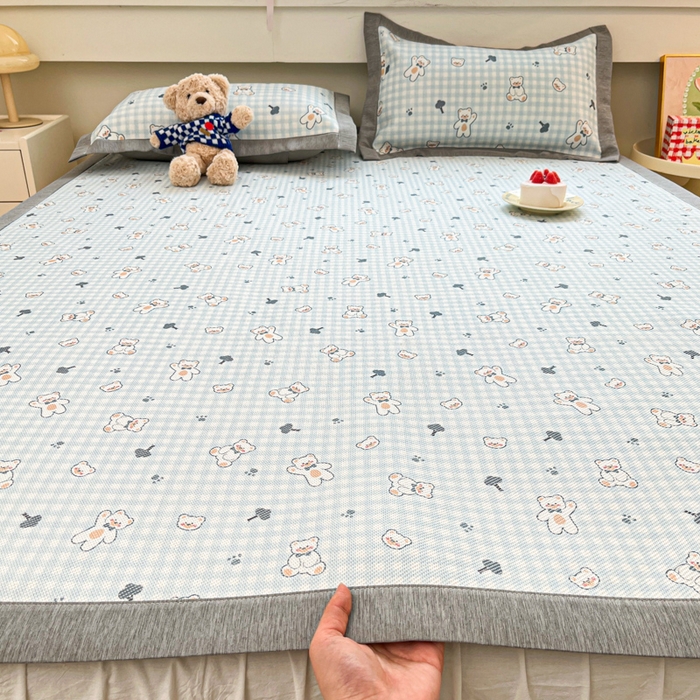 91家纺网 家纺一手货源 找家纺 迪乐妮 2025新款印花真冰藤冰凉席 baby熊