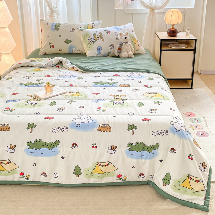 91家纺网 家纺一手货源 找家纺 2025梦初语新款水洗棉印花棉花被 萌宠乐园