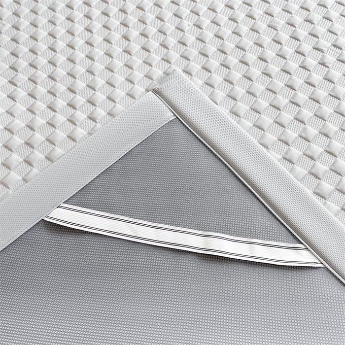 91家纺网 家纺一手货源 找家纺 雯豆家纺 2025夏季新款高端PE凉感中分子凉席三件套纯色绑带款席子套件 方格款-威尼斯灰