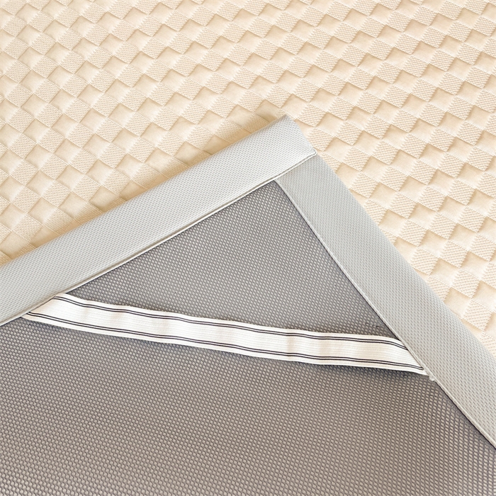 91家纺网 家纺一手货源 找家纺 雯豆家纺 2025夏季新款高端PE凉感中分子凉席三件套纯色绑带款席子套件 方格款-香槟金