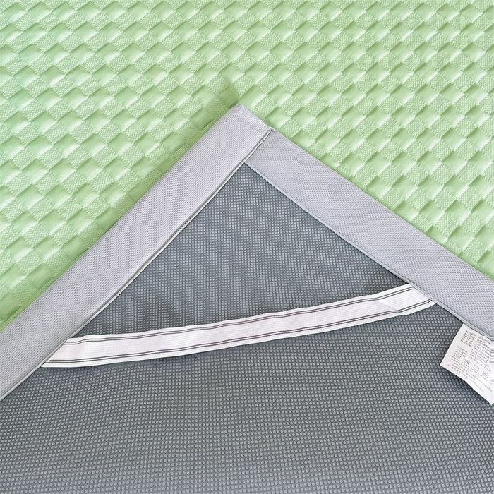 91家纺网 家纺一手货源 找家纺 雯豆家纺 2025夏季新款高端PE凉感中分子凉席三件套纯色绑带款席子套件 方格款-清新绿