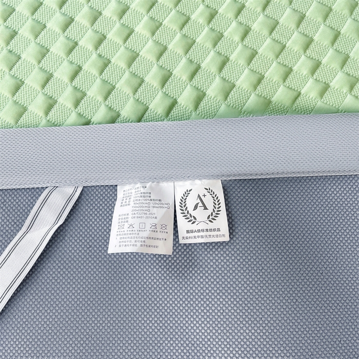 91家纺网 家纺一手货源 找家纺 雯豆家纺 2025夏季新款高端PE凉感中分子凉席三件套纯色绑带款席子套件 方格款-清新绿