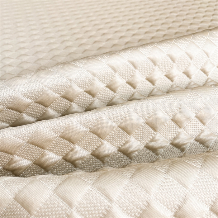 91家纺网 家纺一手货源 找家纺 雯豆家纺 2025夏季新款高端PE凉感中分子凉席三件套纯色绑带款席子套件 方格款-香槟金