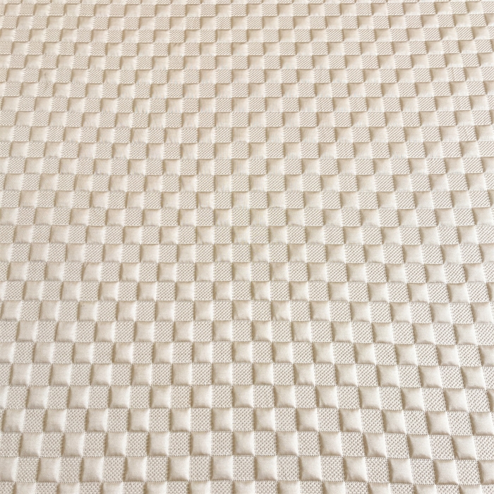 91家纺网 家纺一手货源 找家纺 雯豆家纺 2025夏季新款高端PE凉感中分子凉席三件套纯色绑带款席子套件 方格款-香槟金