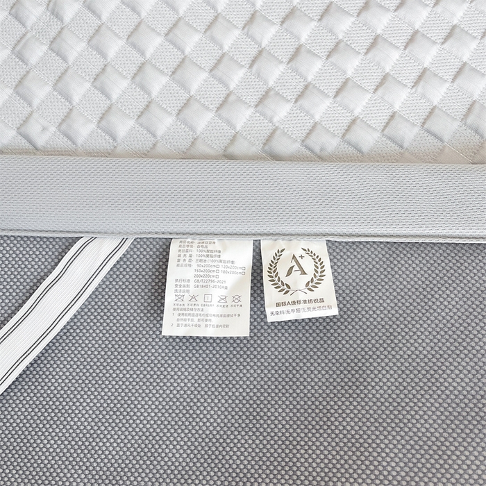 91家纺网 家纺一手货源 找家纺 雯豆家纺 2025夏季新款高端PE凉感中分子凉席三件套纯色绑带款席子套件 方格款-威尼斯灰