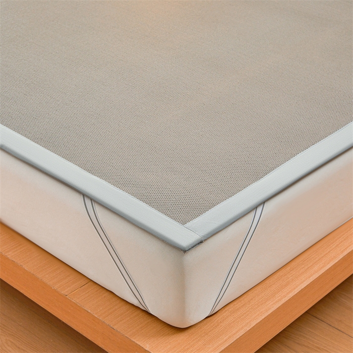 91家纺网 家纺一手货源 找家纺 雯豆家纺 2025夏季新款冰藤凉席三件套纯色绑带款冰丝凉席子素色套件 冰藤席-伯爵灰