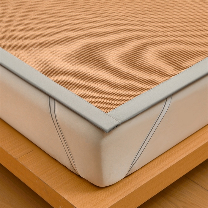 91家纺网 家纺一手货源 找家纺 雯豆家纺 2025夏季新款冰藤凉席三件套纯色绑带款冰丝凉席子素色套件 冰藤席-琥珀咖