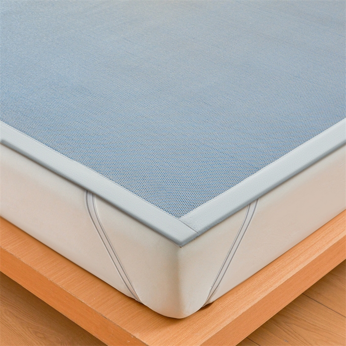 91家纺网 家纺一手货源 找家纺 雯豆家纺 2025夏季新款冰藤凉席三件套纯色绑带款冰丝凉席子素色套件 冰藤席-摩登蓝