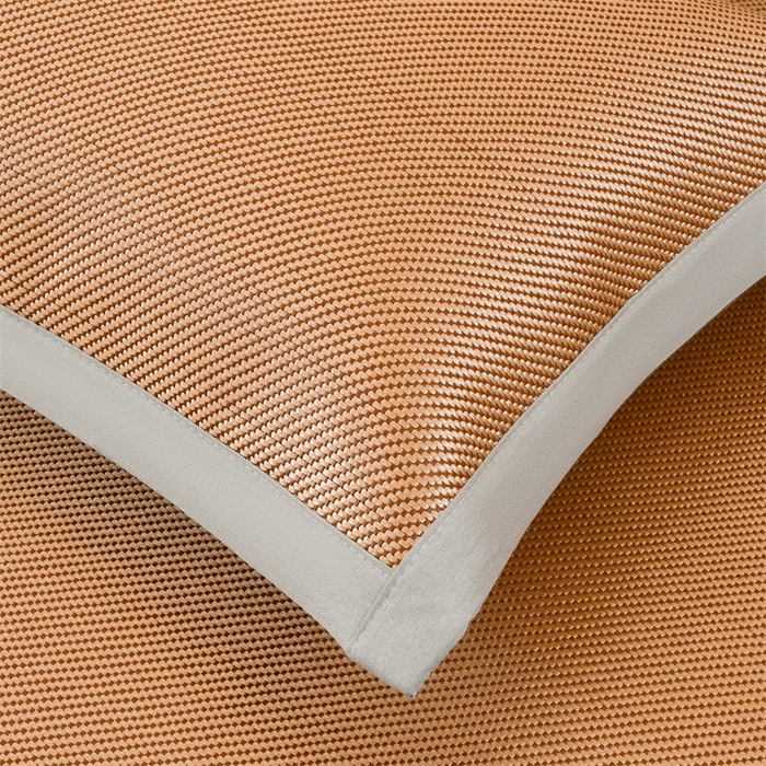 91家纺网 家纺一手货源 找家纺 雯豆家纺 2025夏季新款冰藤凉席三件套纯色绑带款冰丝凉席子素色套件 冰藤席-琥珀咖