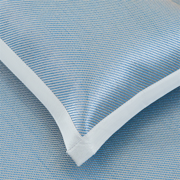 91家纺网 家纺一手货源 找家纺 雯豆家纺 2025夏季新款冰藤凉席三件套纯色绑带款冰丝凉席子素色套件 冰藤席-摩登蓝