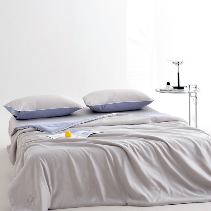 （总）仁凯家纺 2025新款A类莱赛尔天丝纤维夏凉被双拼色（20%莱赛尔天丝纤维填充，包过检）【提供买家秀】