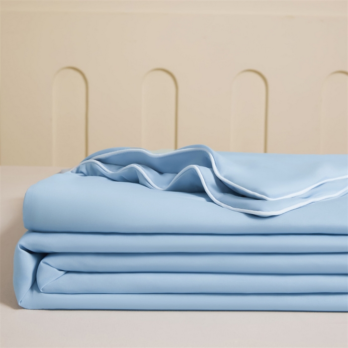 91家纺网 家纺一手货源 找家纺 雯豆家纺 2025夏季新款凉感丝夏被空调被冰丝凉感被芯纯色跑量款被子 凉感丝夏被-海湾蓝