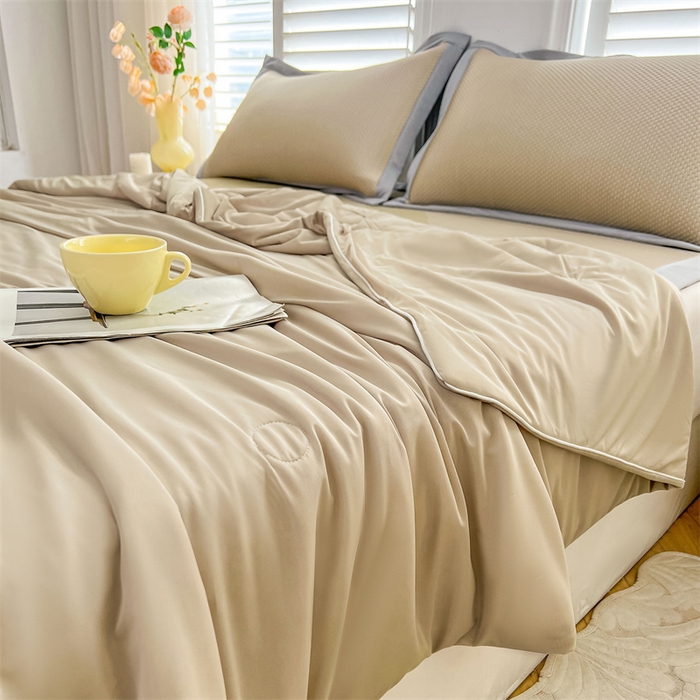 雯豆家纺 2025夏季新款凉感丝夏被空调被冰丝凉感被芯纯色跑量款被子 凉感丝夏被-卡斯特金