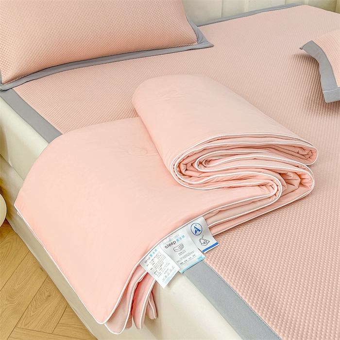 91家纺网 家纺一手货源 找家纺 雯豆家纺 2025夏季新款凉感丝夏被空调被冰丝凉感被芯纯色跑量款被子 凉感丝夏被-蔷薇粉