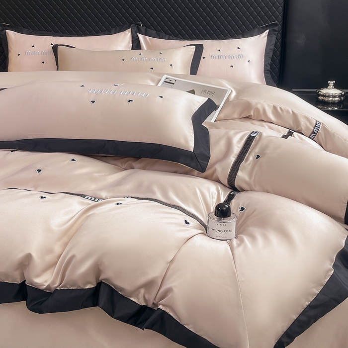 91家纺网 家纺一手货源 找家纺 狂想家 2025新款细斜纹冰丝高奢系列四件套 莫兰豆沙