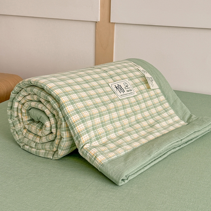 91家纺网 家纺一手货源 找家纺 梦依依 2025新款里外全棉全棉纯棉色织水洗棉夏被夏凉被空调被 春风绿