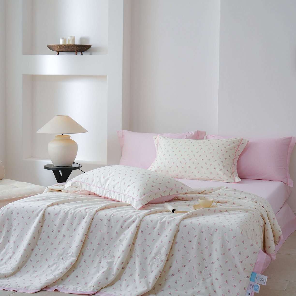 91家纺网 家纺一手货源 找家纺 丽卡家纺 2025新款小清新全棉纯棉夏被夏凉被空调被四件套 爱尔兰-粉