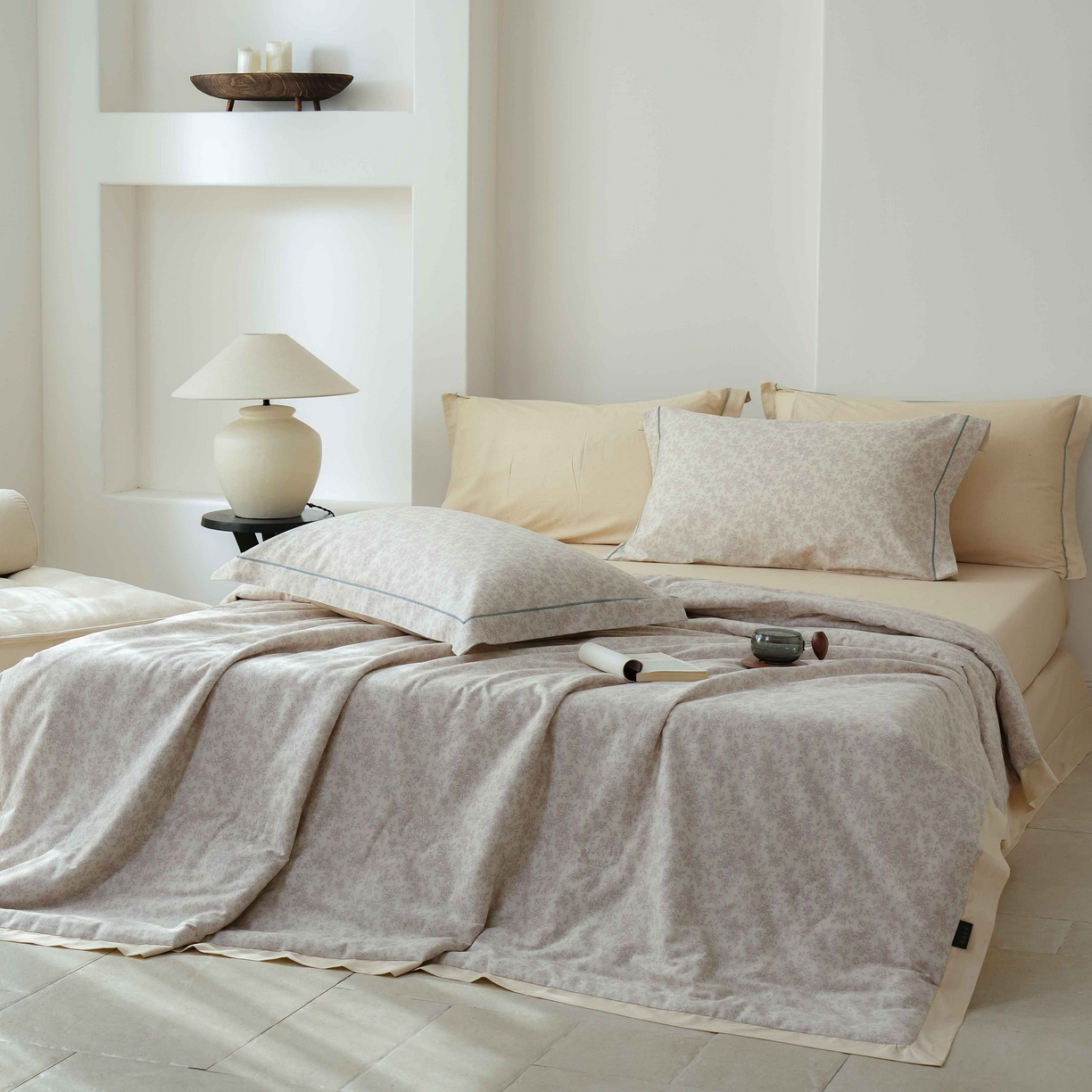 91家纺网 家纺一手货源 找家纺 丽卡家纺 2025新款小清新全棉纯棉夏被夏凉被空调被四件套 约克-米金