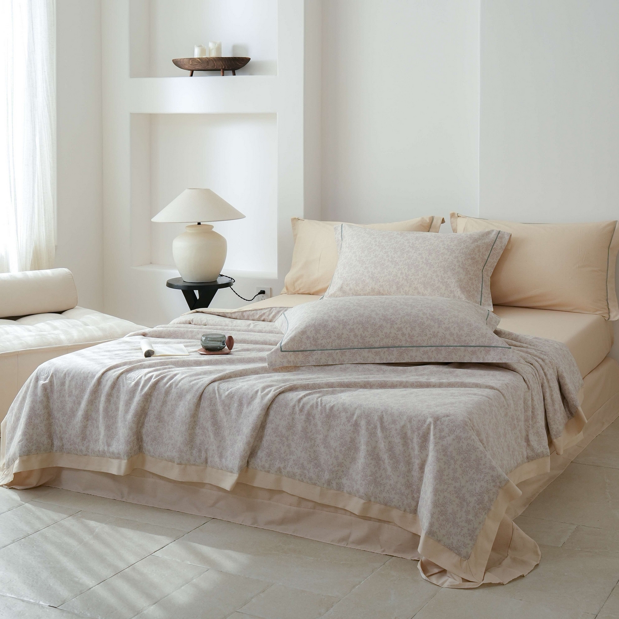 91家纺网 家纺一手货源 找家纺 丽卡家纺 2025新款小清新全棉纯棉夏被夏凉被空调被四件套 约克-米金