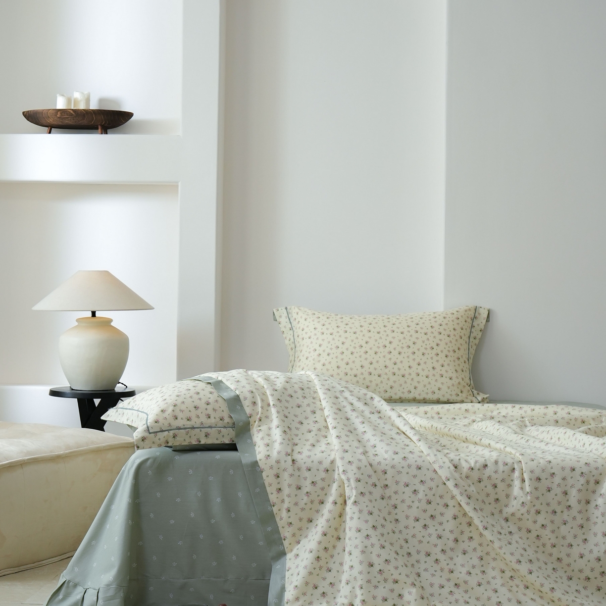 91家纺网 家纺一手货源 找家纺 丽卡家纺 2025新款小清新全棉纯棉夏被夏凉被空调被四件套 惜春-绿