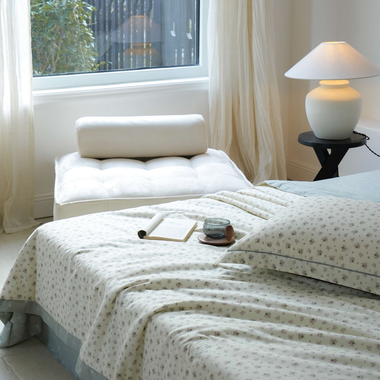 91家纺网 家纺一手货源 找家纺 丽卡家纺 2025新款小清新全棉纯棉夏被夏凉被空调被四件套 惜春-绿