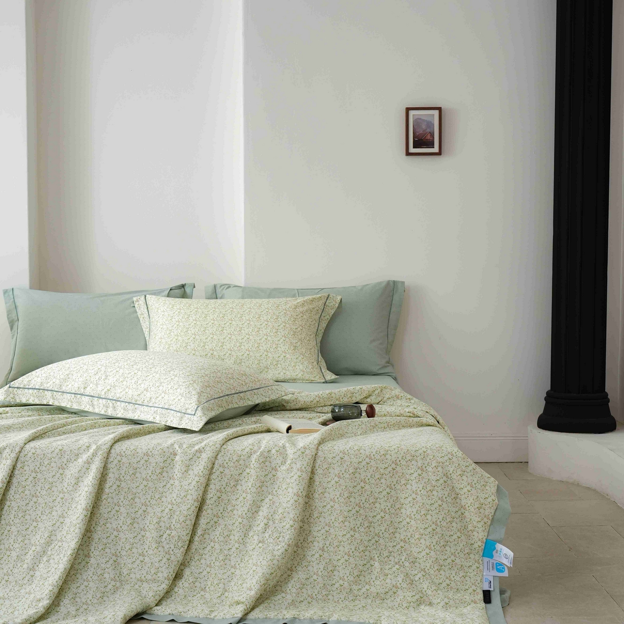 91家纺网 家纺一手货源 找家纺 丽卡家纺 2025新款小清新全棉纯棉夏被夏凉被空调被四件套 未央-绿