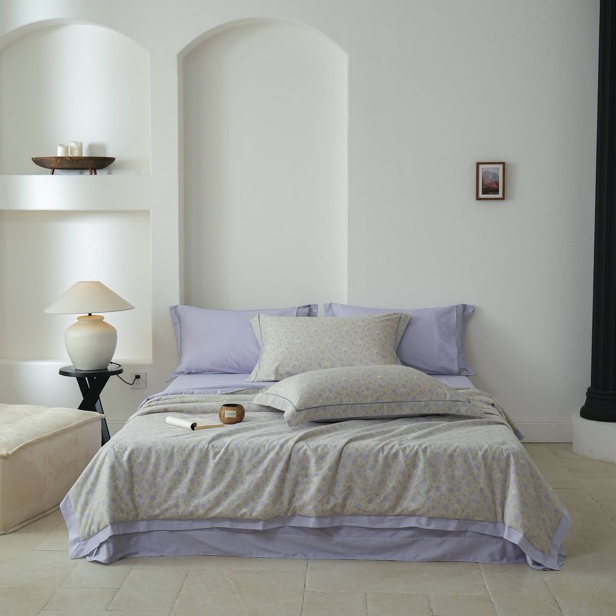 91家纺网 家纺一手货源 找家纺 丽卡家纺 2025新款小清新全棉纯棉夏被夏凉被空调被四件套 柏林花事-紫