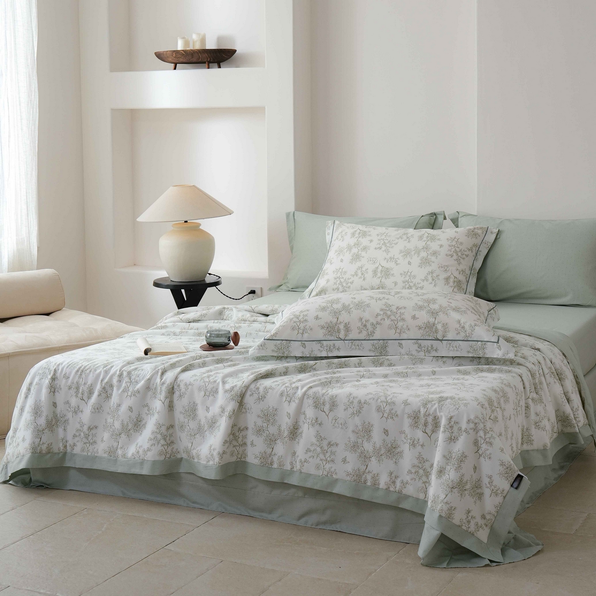 91家纺网 家纺一手货源 找家纺 丽卡家纺 2025新款小清新全棉纯棉夏被夏凉被空调被四件套 觅事-绿