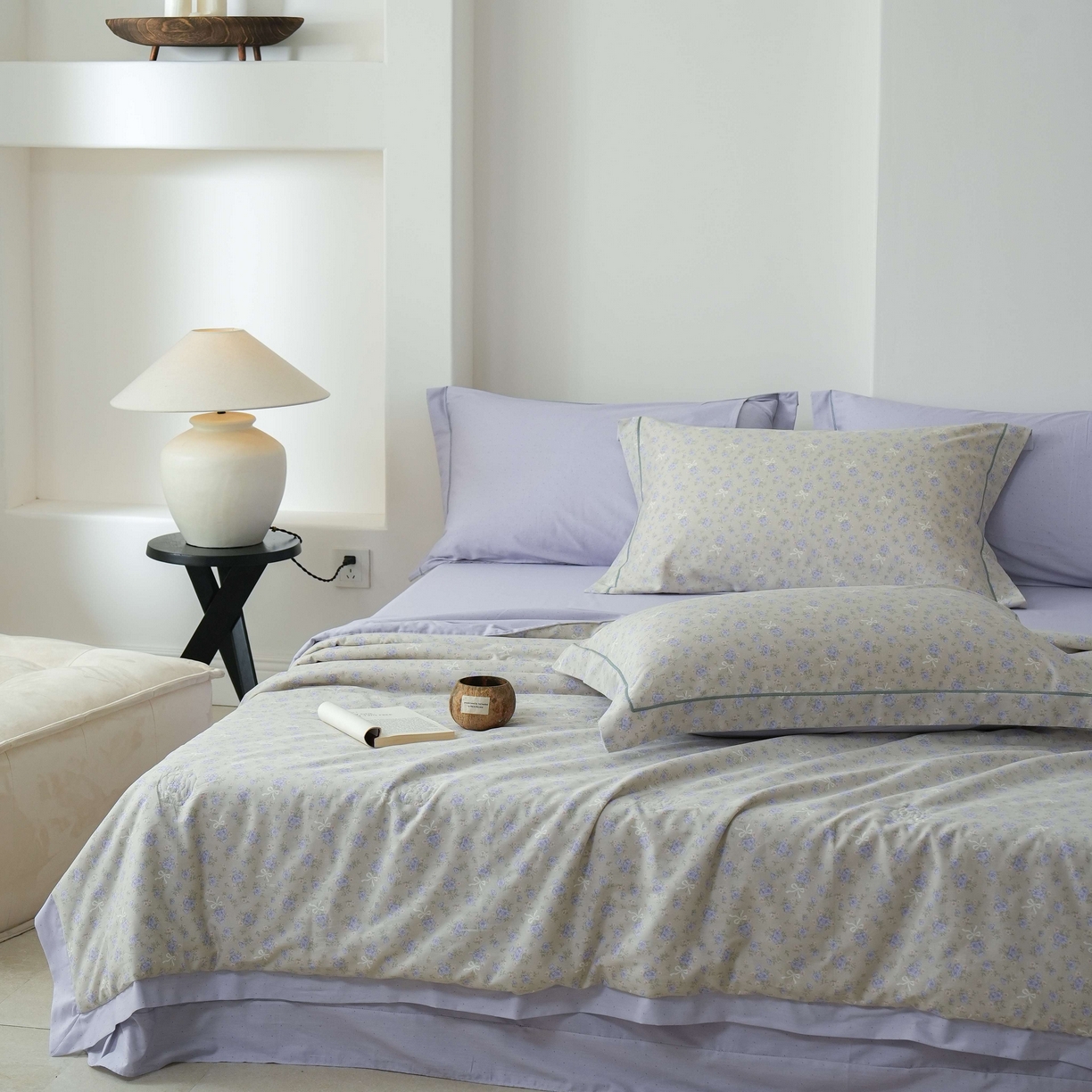 91家纺网 家纺一手货源 找家纺 丽卡家纺 2025新款小清新全棉纯棉夏被夏凉被空调被四件套 柏林花事-紫