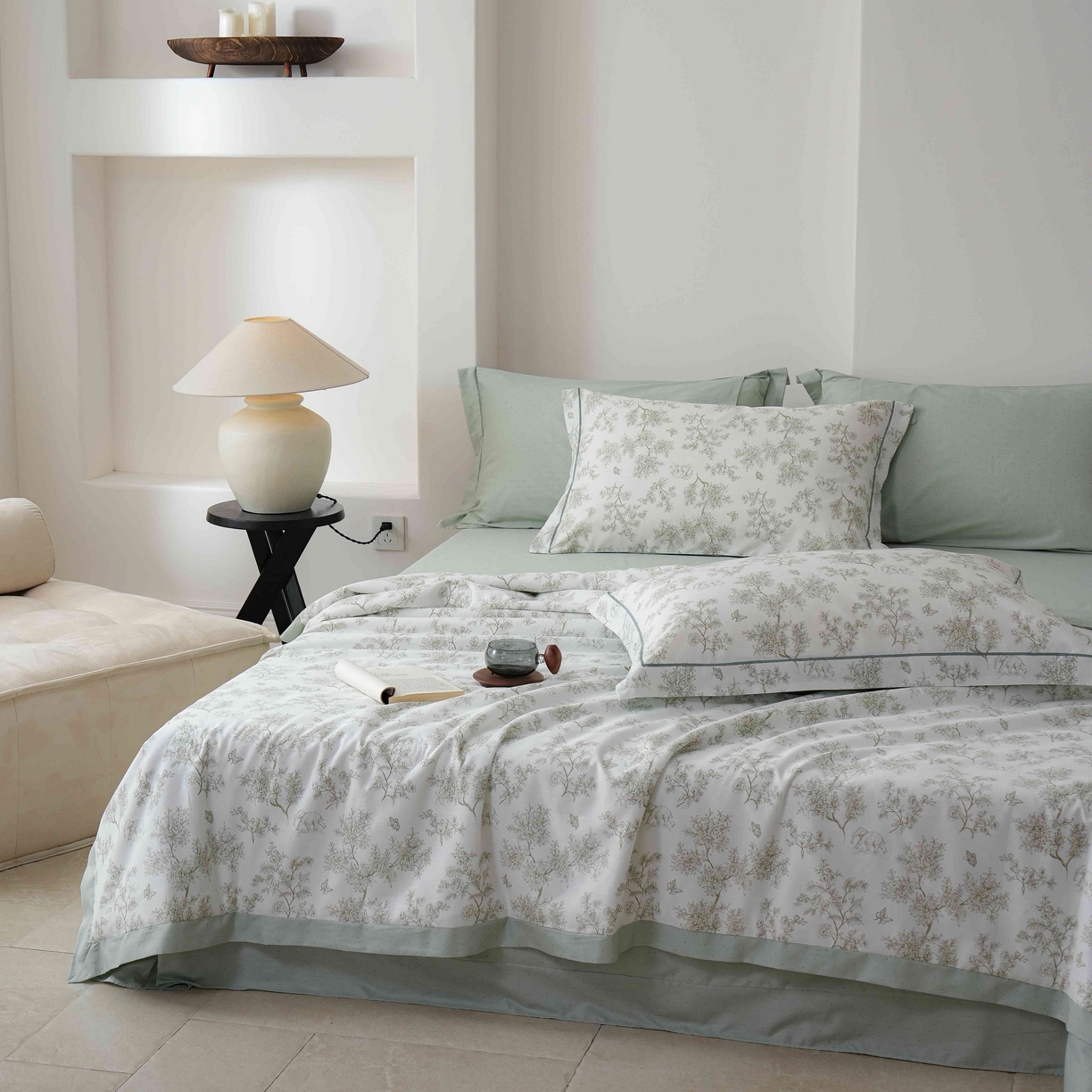 91家纺网 家纺一手货源 找家纺 丽卡家纺 2025新款小清新全棉纯棉夏被夏凉被空调被四件套 觅事-绿