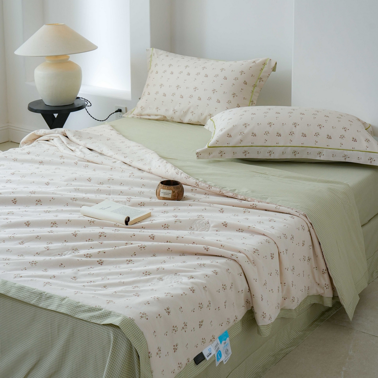 丽卡家纺 2025新款小清新全棉纯棉夏被夏凉被空调被四件套 香雪海-绿