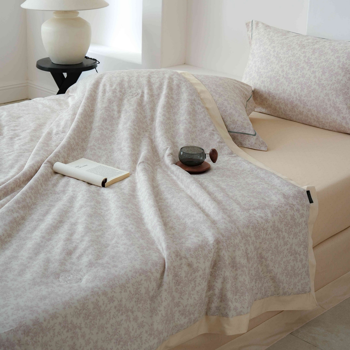 91家纺网 家纺一手货源 找家纺 丽卡家纺 2025新款小清新全棉纯棉夏被夏凉被空调被四件套 约克-米金