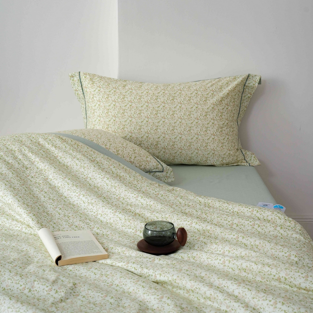 91家纺网 家纺一手货源 找家纺 丽卡家纺 2025新款小清新全棉纯棉夏被夏凉被空调被四件套 未央-绿