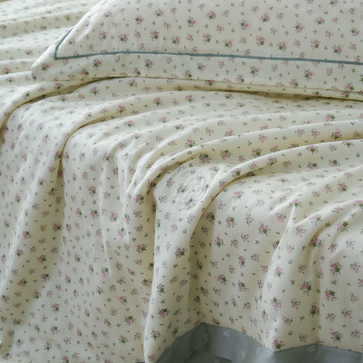 91家纺网 家纺一手货源 找家纺 丽卡家纺 2025新款小清新全棉纯棉夏被夏凉被空调被四件套 惜春-绿