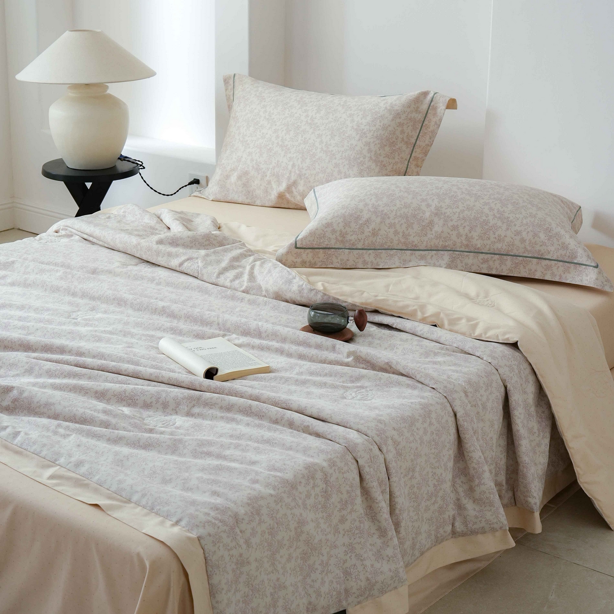 丽卡家纺 2025新款小清新全棉纯棉夏被夏凉被空调被四件套 约克-米金